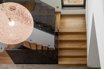 Hakwood custom stair tread made of European Oak in the color Promise